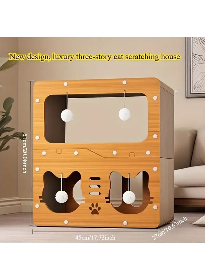 Pet Double Storey Villa Cat Scratching Post Summer Cool Extra Large Cat Bed - Image 2